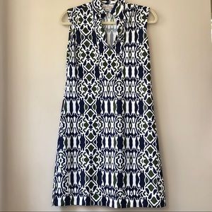 Jude Connally | Navy Blue and Green Ikat Sleeveless Kristen Dress